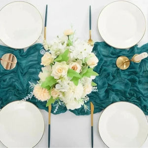 teal table cheesecloth
